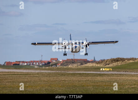 Mer du nord île de Juist, Frise Orientale, airfield Juist, petit aérodrome, avion navette à partir de la terre ferme, les avions privés Basse-saxe, Allemagne, Banque D'Images