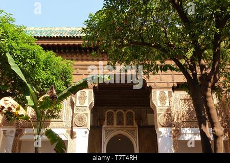 Marrakech, Maroc -29 MAR 2019- Vue sur le Palais Bahia (brillance), un monument palais du 19ème siècle et un jardin situé à Marrakech, Morocc Banque D'Images