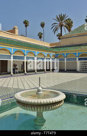 Marrakech, Maroc -29 MAR 2019- Vue sur le Palais Bahia (brillance), un monument palais du 19ème siècle et un jardin situé à Marrakech, Morocc Banque D'Images