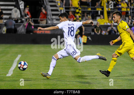 L'Ohio, aux États-Unis. Le 08 mai, 2019. Le milieu de terrain de Los Angeles Galaxy Uriel Antuna (18) dans la deuxième partie du match entre les Los Angeles Galaxy et Columbus Crew Stadium, MAPFRE à SC à Columbus OH. Crédit Photo obligatoire : Dorn Byg/Cal Sport Media. Los Angeles Galaxy 1 - Columbus Crew SC 3 Crédit : Cal Sport Media/Alamy Live News Banque D'Images