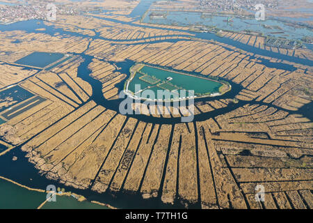 Beijing, Chine. 1er avril 2019. Photo aérienne prise le 1 avril 2019 montre le lac Baiyangdian dans Xiongan nouveau domaine de la Chine du Nord, Province de Hebei. Credit : Wang Jianhua/Xinhua/Alamy Live News Banque D'Images