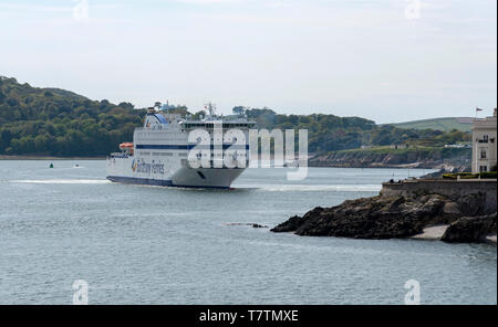 Plymouth, Angleterre, Royaume-Uni. Mai 2019. Roll on roll off Armorique ferry au départ de Plymouth à destination de Roscoff, France. Banque D'Images