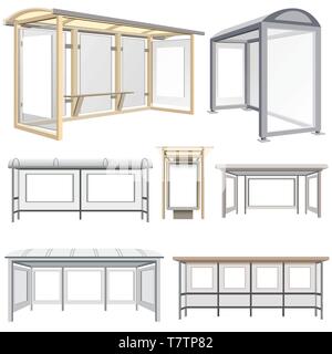Collection de stations de bus. Les modèles de publicité. Vector Illustration de Vecteur