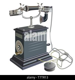 Vector retro illustration isolé de style ancien téléphone Illustration de Vecteur