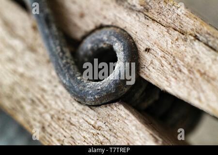 La macro photographie de collier en bois ancien Banque D'Images