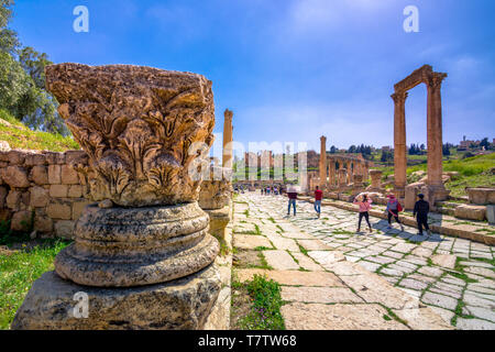 L'ancienne et ruines romaines de Jerash (Gérasa), en Jordanie. Banque D'Images