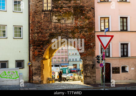 Rues et dans la ville de Landsberg am Lech en Allemagne, la Bavière Banque D'Images