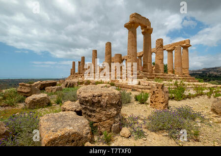 Temple de Junon, Vallée des Temples, Agrigente, Sicile, Italie Banque D'Images