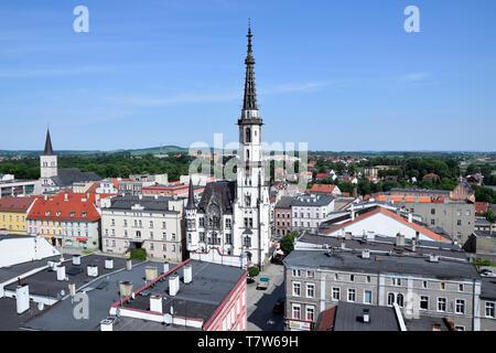 Mairie de Zabkowice slaskie, vue aérienne. La Pologne. Banque D'Images