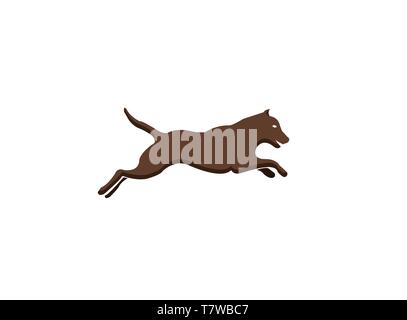 Chien heureux courir et sauter pour logo design vectoriel illustrator Illustration de Vecteur