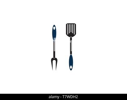 Outils Grille d'une spatule et fourchette pour logo design Illustration de Vecteur