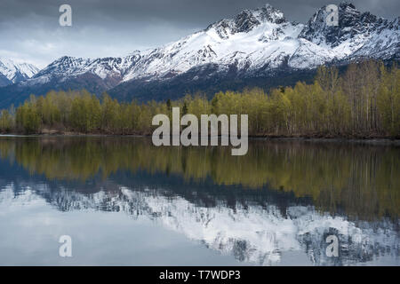 Réflexions de l'Alaska au printemps Banque D'Images