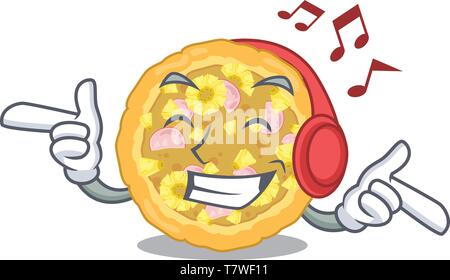 La musique d'Hawaiian pizzas plaques cartoon Illustration de Vecteur
