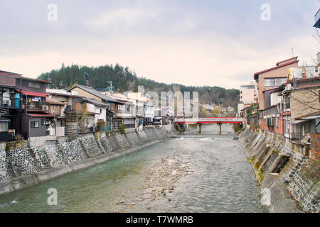 Rivière Miyagawa. Takayama. Gifu. Le Japon. Banque D'Images