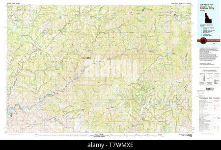 Carte TOPO USGS Idaho ID Idaho City 239385 1982100000 Restauration Banque D'Images