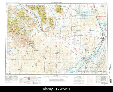 Carte TOPO USGS Idaho Falls Idaho ID 239649 1955 250000 Restauration Banque D'Images