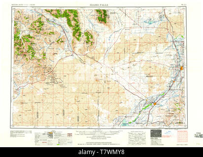 Carte TOPO USGS Idaho Falls Idaho ID 239651 1958 250000 Restauration Banque D'Images