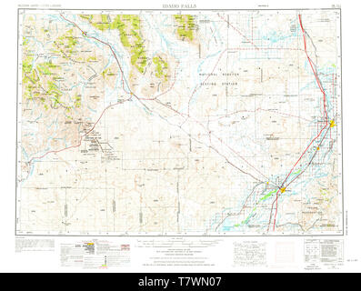 Carte TOPO USGS Idaho Falls Idaho ID 239654 1955 250000 Restauration Banque D'Images