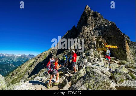 Suisse, Valais, Val Ferret, Tour du Mont Blanc, de Trient, Arpette col fenêtre, à 2665m, point culminant de l'OSPT Banque D'Images