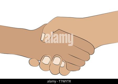 Deux personnes se serrent la main handshake isolated on white background vector illustration EPS10 Illustration de Vecteur