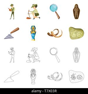 L'objectif,archéologue,maman,OUTIL,sarcophage,corne,rock,les droits,fille,verre,truelle,pharaon tusk,Black,amphora,sol,Egypte,creuser,,égyptien,mammouth figure,emploi,loupe,ciel,mort,réparer,tomb zoom,histoire,construction,articles,musée,attributs,archéologie,historique,recherche,de,bien,Travail,découverte,set,icône,,illustration,collection,isolé,design,graphisme,élément vecteur vecteurs,signer , Illustration de Vecteur