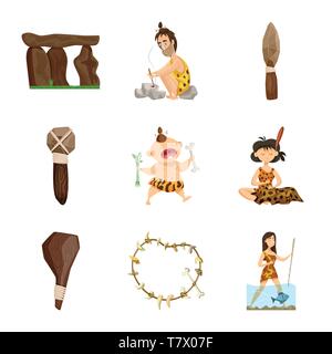 Flèche en pierre,homme,enfant,hammer,,femme,collier,trique,monolithe,caveman,,lance,préhistoriques,vierge,armes,os,neandertal mégalithe,feu,coudre outil,doux,peau,outils,décoration,poisson,cave,,savage,leopard,ancien,age,archéologie,primitive,histoire,survie,évolution,préhistoire sapiens,développement,,set,icône,,illustration,collection,isolé,design,graphisme,élément signe,caricature,couleur,vecteurs vecteur , Illustration de Vecteur