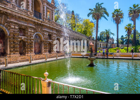 Voir l'Alcazar de Galeria de Grutesco la Royal Palace Sevilla Espagne. Banque D'Images