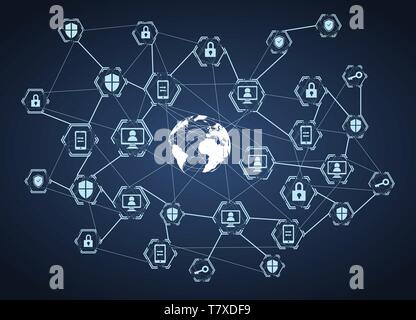 Connexion réseau mondial, internet protection concept vector Illustration de Vecteur