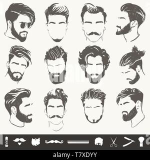 Vector set de résumé hommes hairstyle silhouettes Illustration de Vecteur