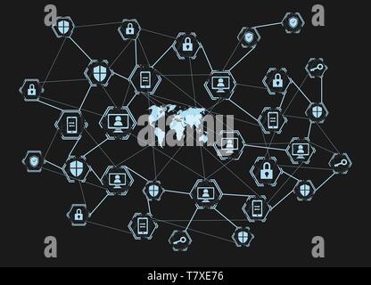 Connexion réseau mondial, internet protection concept vector Illustration de Vecteur
