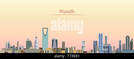 Vector illustration of Riyadh city skyline at sunrise Illustration de Vecteur