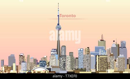 Vector illustration of Toronto city skyline at sunrise Illustration de Vecteur