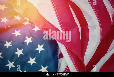 Amérique anciens drapeaux de couleur rouge bleu blanc color concept pour USA 4 juillet Jour de l'indépendance, symbole de la liberté de la patriote. Banque D'Images