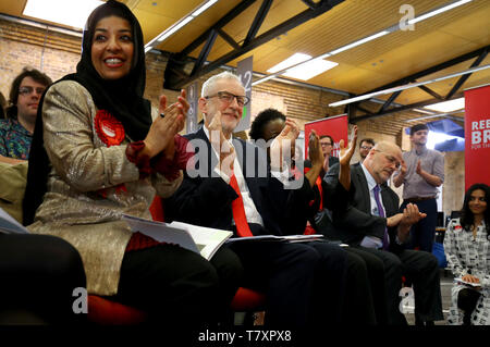 Jeremy Corbyn leader du parti avant de lancer sa campagne pour les élections européennes à la salle d'Exercices, bibliothèque de l'Université du Kent à Chatham. Banque D'Images