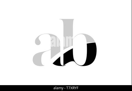 Lettre alphabet noir et blanc ab a b l'icône logo design pour une société ou entreprise Illustration de Vecteur
