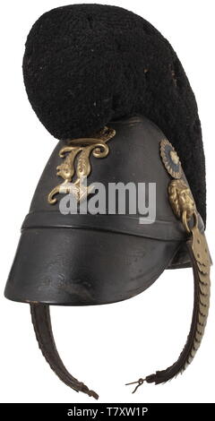 Pare-balles, casques, casque bavarois pour l'infanterie modèle 1845/1864 hommes enrôlés, emblème du roi Louis II, Additional-Rights Clearance-Info-Not-Available- Banque D'Images