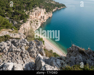 Paradise Beach sur la côte de Makarska Nugal paysage en Croatie Banque D'Images