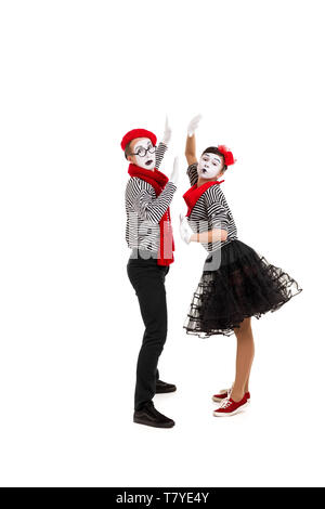 Mimes d'shirts. Danse mimes masculins et féminins isolé sur fond blanc Banque D'Images