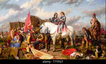 Charles Landseer, Oliver Cromwell dans la bataille de Naseby, 14 juin 1645, peinture anglaise de la guerre civile, 1851 Banque D'Images