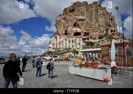 Le Château, Uchisar, Cappadoce, Turquie Banque D'Images