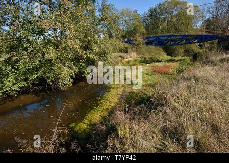 La France, Territoire de Belfort, Foussemagne, Arromanches pont sur la rivière Savoureuse, servi au débarquement en Normandie en 1944 Banque D'Images