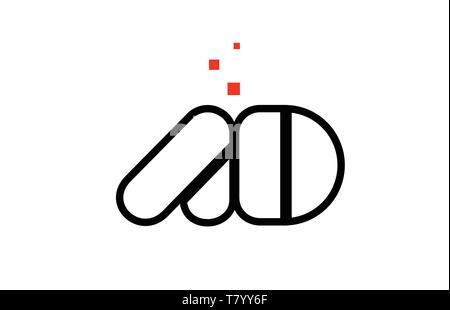 Annonce A D noir blanc rouge points lettre alphabet combinaison approprié comme une icône logo design pour une société ou entreprise Illustration de Vecteur