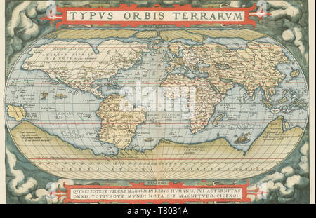 Theatrum Orbis Terrarum, carte du monde, 1570 Banque D'Images