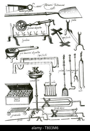 Opéra de Bartolomeo Scappi, les ustensiles Banque D'Images