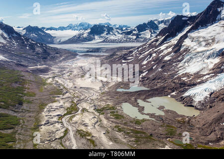 Plaine d'épandage fluvio-glaciaire, Glacier Tana Banque D'Images