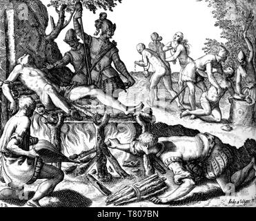 La persécution espagnole dans les Antilles, 16e siècle Banque D'Images