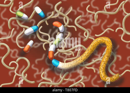 Les bactéries résistantes aux antibiotiques, illustration Banque D'Images