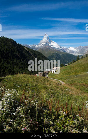 Les Marcheurs classique Haute route de Chamonix à Zermatt le sentier mène jusqu'à Zermatt avec le Cervin, Alpes Suisses, Suisse, Europe Banque D'Images