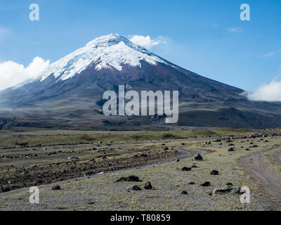 Les champs de débris de volcan Cotopaxi, Parc National Cotopaxi, montagnes des Andes, l'Equateur, l'Amérique du Sud Banque D'Images