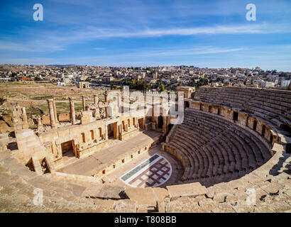 Théâtre du nord, Jerash, gouvernorat de Jerash, Jordanie, Moyen-Orient Banque D'Images